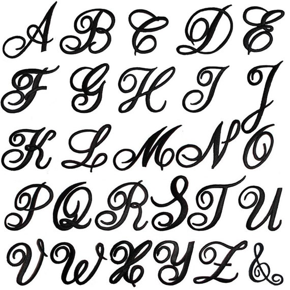 Black Script 2" Letter "R" Iron On Embroidered Applique LETTERS 