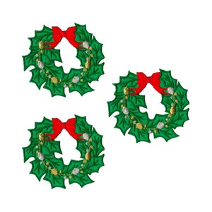 Christmas Wreath Patches (3-Pack) Christmas Embroidered Iron On Patch