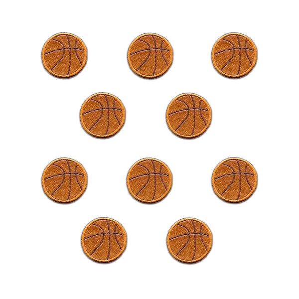 Mini Basketball Iron-On Applique Patches - 3-Pack - 7/8" Sports Badges For Hats & Jackets