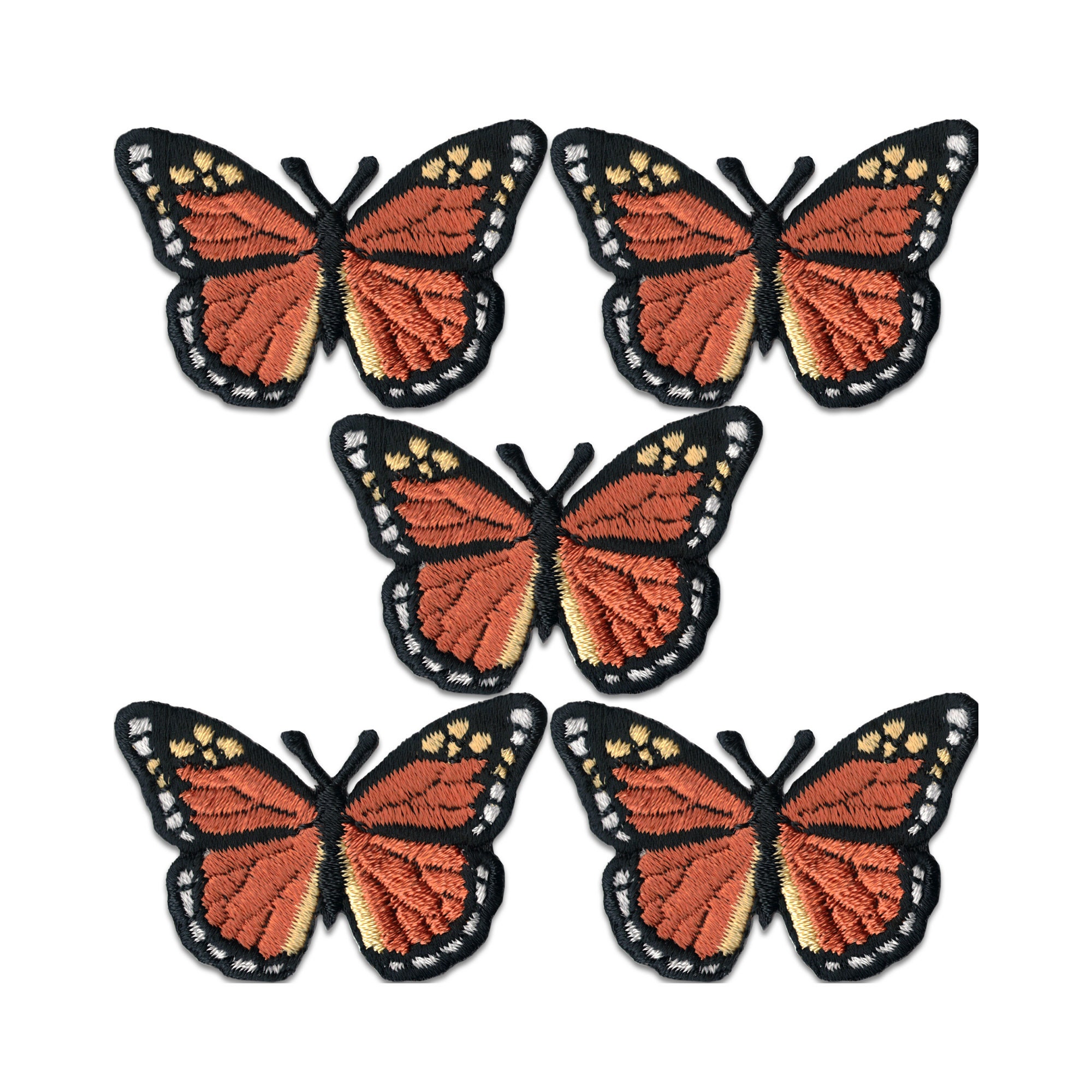 Mini Monarch Butterfly Embroidered Patch - Iron-On Or Sew-On Applique For Crafts, Jackets, Bags