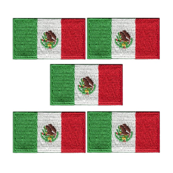 Small Mexican Flag Patch 5-pack Embroidered Iron on Patch Applique FREE  SHIPPING 