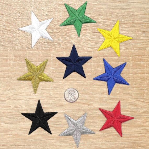 Iron on 2.5 Star Patches, Embroidered Star Patch Appliques 5 Pack High  Quality Patch Material. Great for Level Badges 