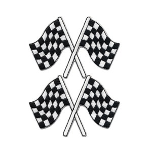 Checkered Racing Flags Checkered Racing Flags Iron on Patch Applique (2-Pack) - FREE SHIPPING