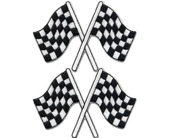 Checkered Racing Flags Checkered Racing Flags Iron on Patch Applique (2-Pack) - FREE SHIPPING