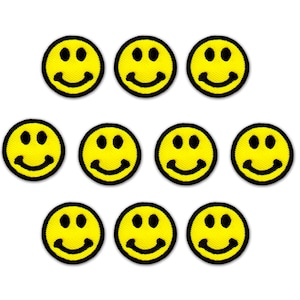 Smiley Patches (10-Pack) Emoji Smiley Embroidered Iron On Patch Appliques - FREE SHIPPING