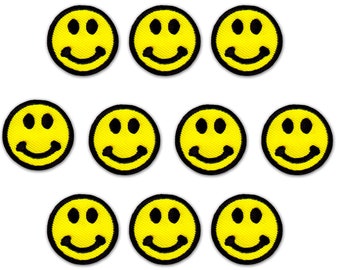Smiley Patches (10-Pack) Emoji Smiley Embroidered Iron On Patch Appliques - FREE SHIPPING