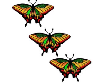 Farfalla a coda di rondine dai colori vivaci (confezione da 3) Toppa termoadesiva - SPEDIZIONE GRATUITA