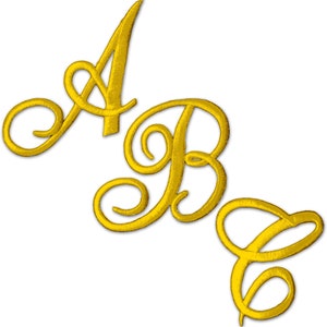 Applicazioni di toppe ricamate con lettera monogramma ricamate con ferro da stiro Lettere iniziali corsive nere, rosse e bianche Metallic Gold