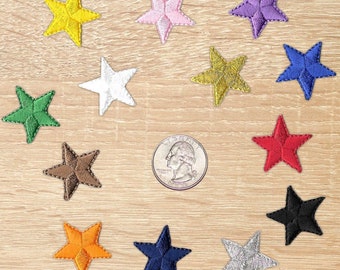 One Inch Star Patches  (10 Pack) Star Embroidered Patch Iron On Appliques