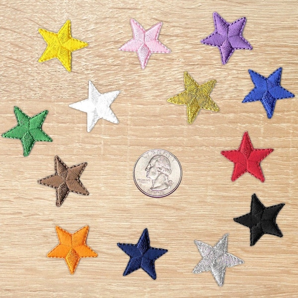 One Inch Star Patches  (10 Pack) Star Embroidered Patch Iron On Appliques