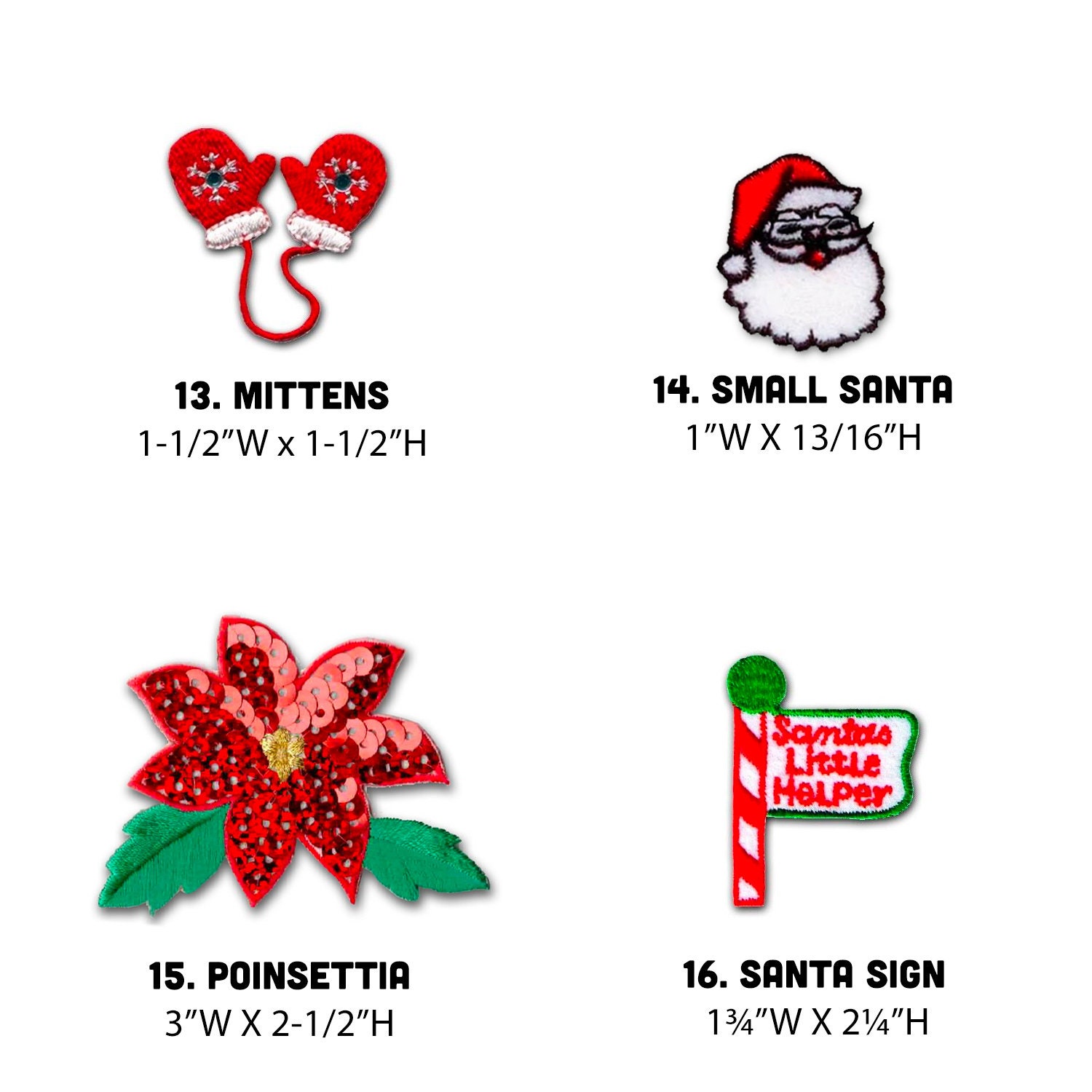 Christmas Patches | Iron On Embroidered Appliques - Embellishments for Clothing, Jackets, Backpacks, and Decorations - FREE SHIPPING