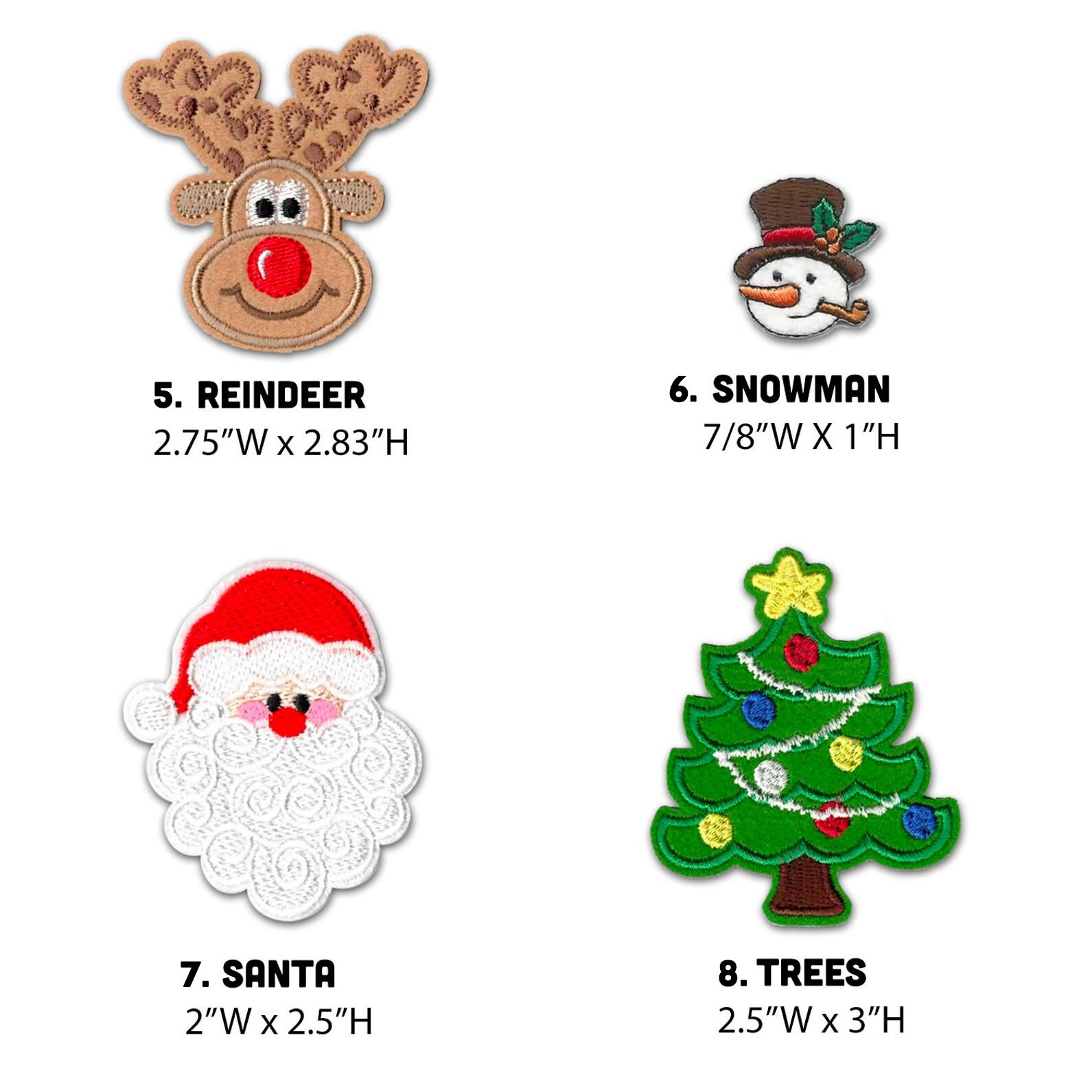 Christmas Patches | Iron On Embroidered Appliques - Embellishments for Clothing, Jackets, Backpacks, and Decorations - FREE SHIPPING