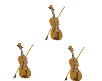 Violin Patches (3-Pack) Musical Instrument Embroidered Iron On Patch Appliques