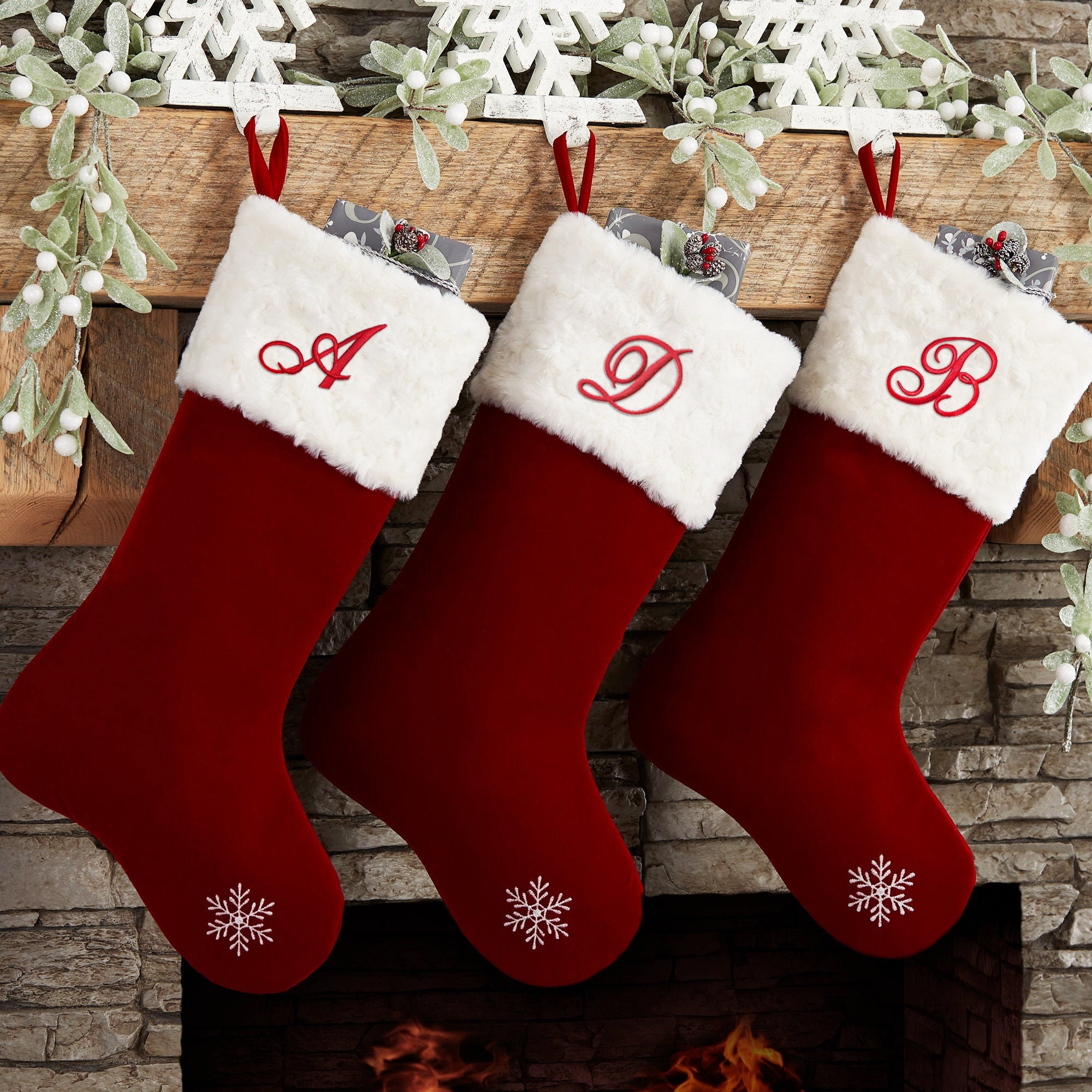 Stocking Initial Letter Embroidered Iron On Patches Appliques