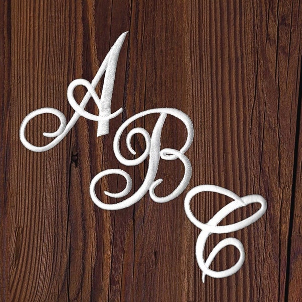 Lettres monogrammes patchs | Appliques brodées manuscrites au fer - Lettres initiales cursives noires, rouges et blanches, idéales pour personnaliser des vêtements