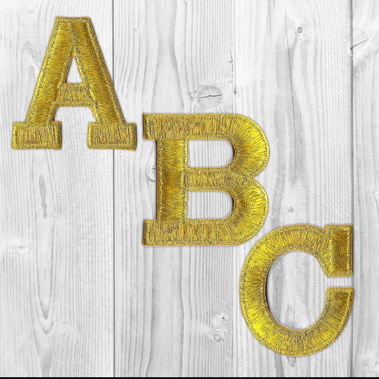 White/Gold Iron-On Letters – Bellevue Bronze