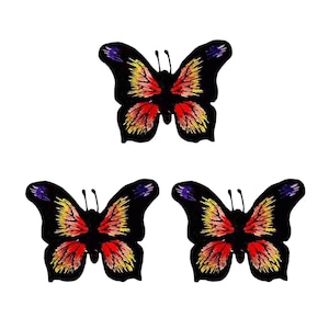 Black, Yellow &amp; Orange Butterfly (3 Pack) Iron On Patch - FREE SHIPPING