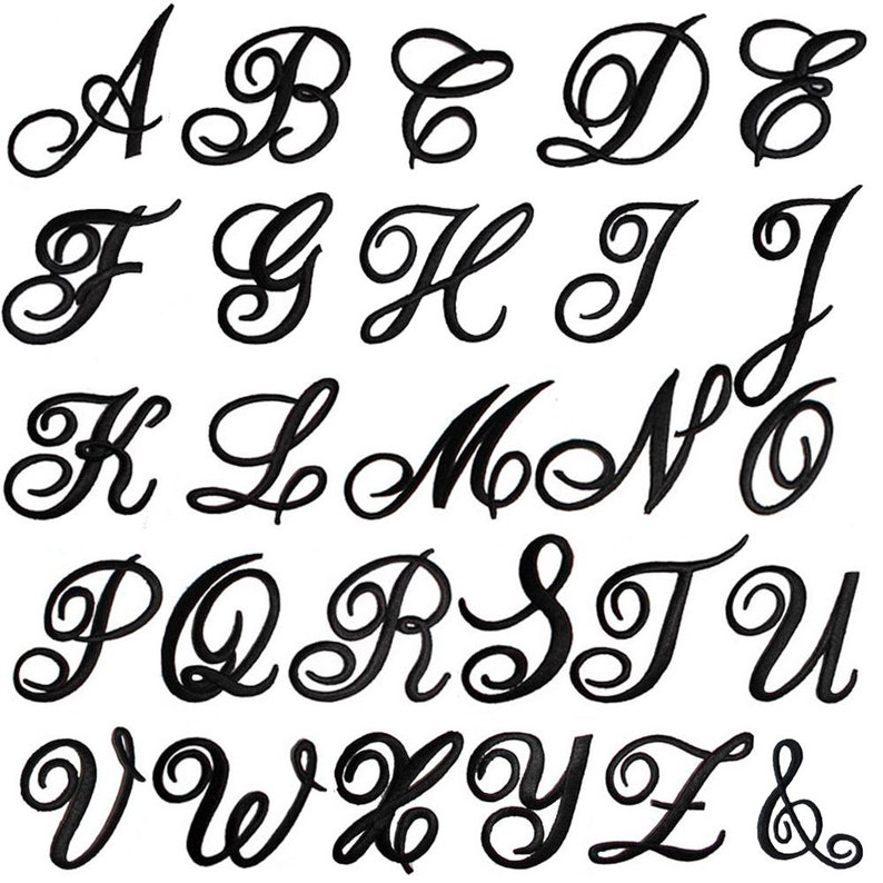Applicazioni di toppe ricamate con lettera monogramma ricamate con ferro da stiro Lettere iniziali corsive nere, rosse e bianche immagine 4