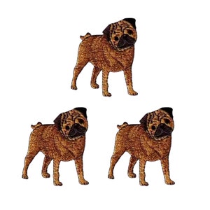 Pug Dog (3 Pack) Iron On Patch  - FREE SHIPPING