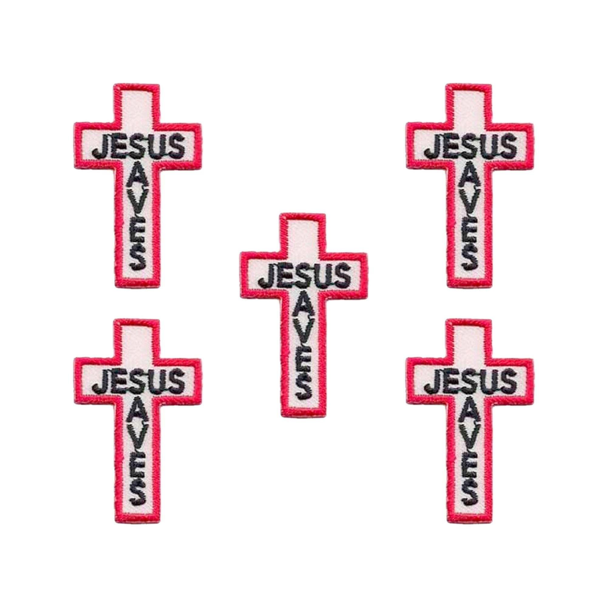 Jesus Saves Cross Patches (5 Pack) Religious Embroidered Iron On Patch  Applique - Helia Beer Co