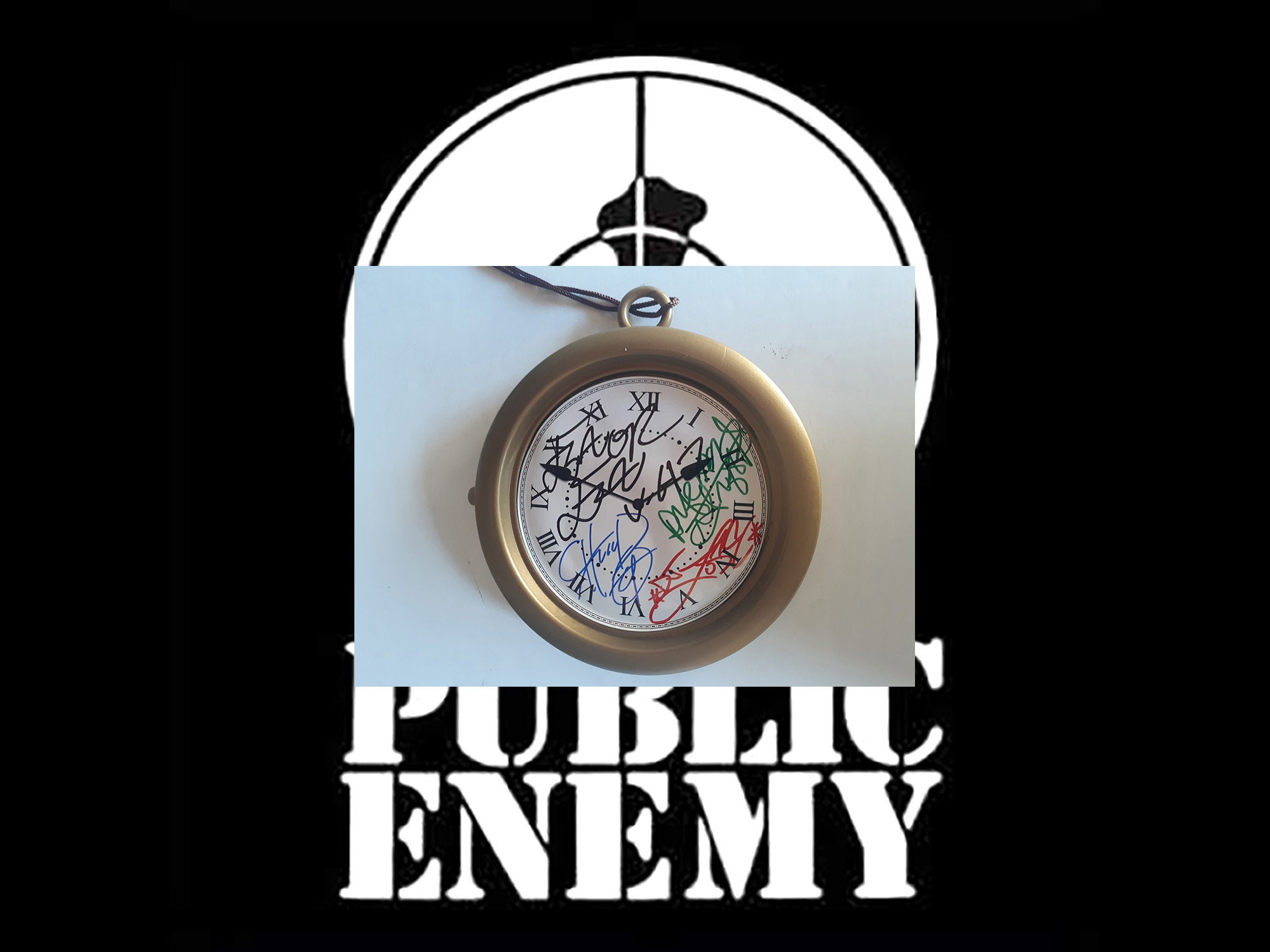 Public Enemy Flava Flav 8 in jumbo gold clock necklace signed Etsy