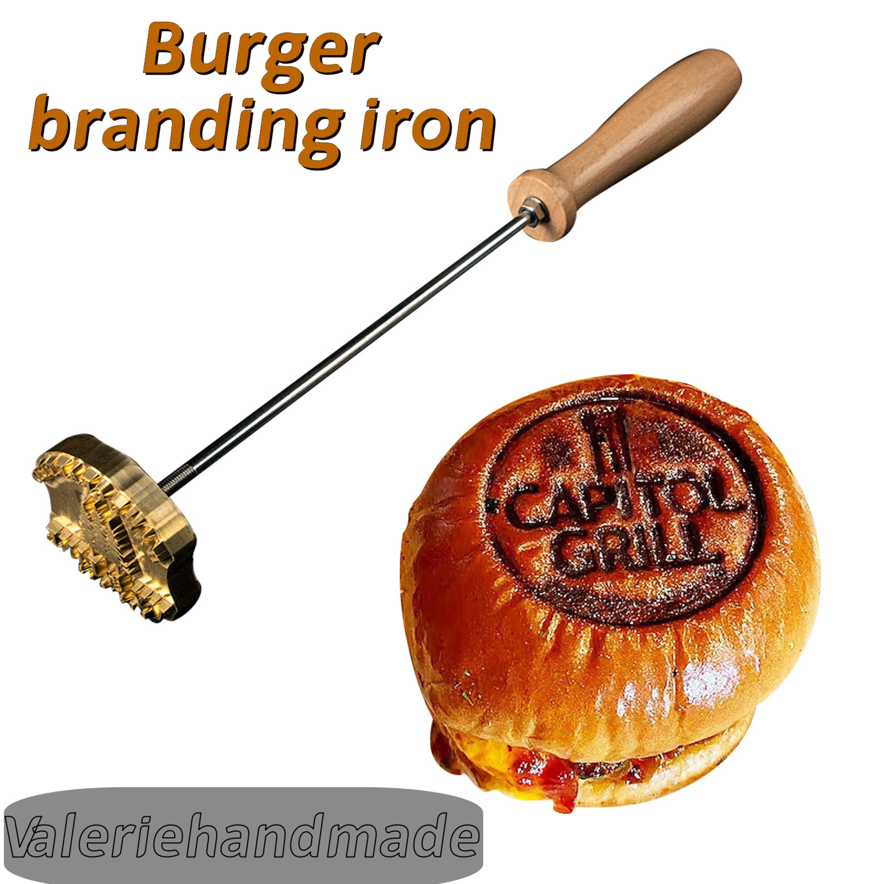 Custom Burger Stamp BBQ Branding Personalised Bread Stamp for Holiday Party  Sandwich Stamping Customized Cake Iron Gift Hamburger Yelp Logo 