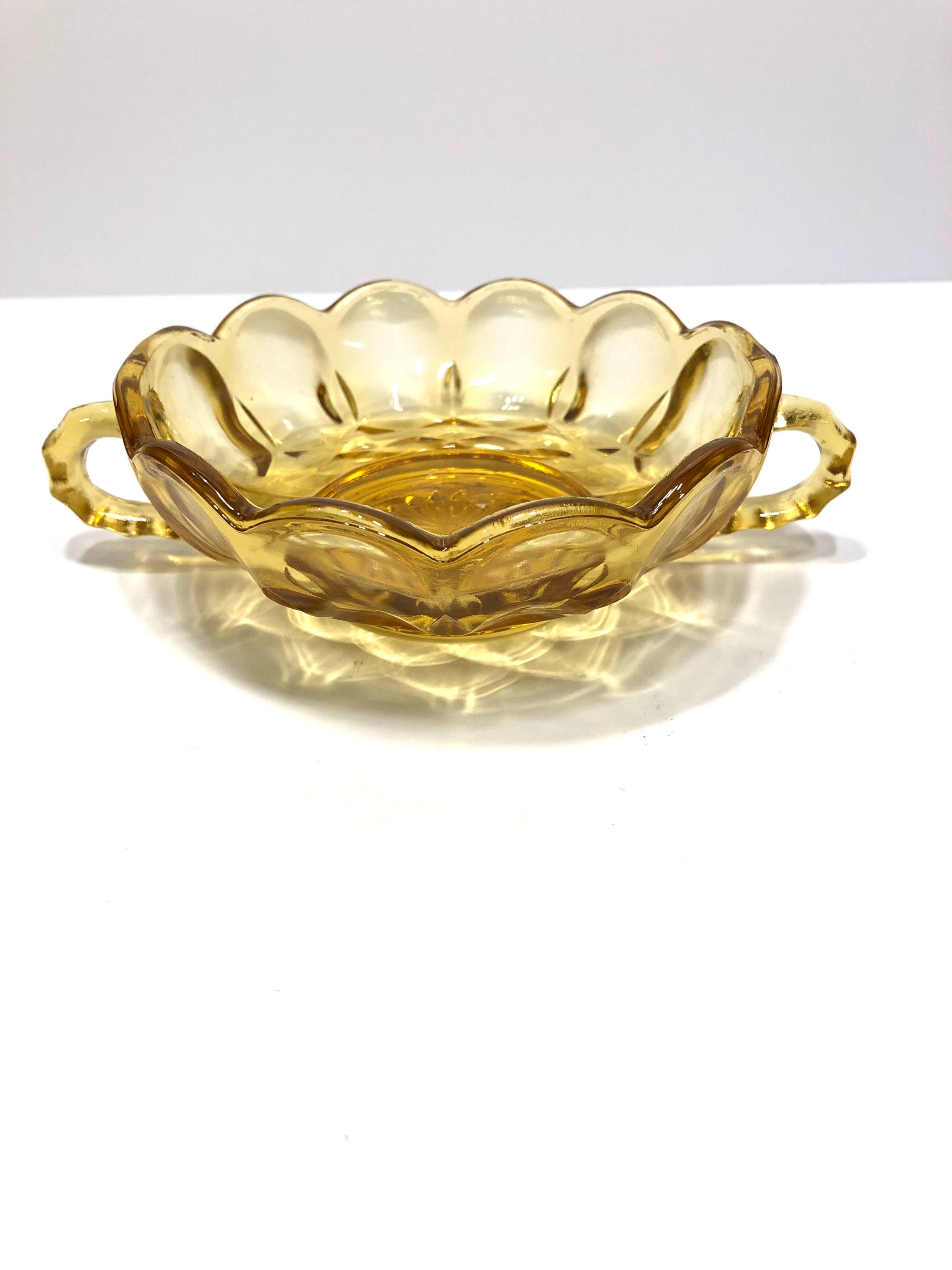 Vintage amber glass candy trinket dish Etsy