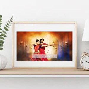 Digital Watercolor Painting of Baahubali Scene 1