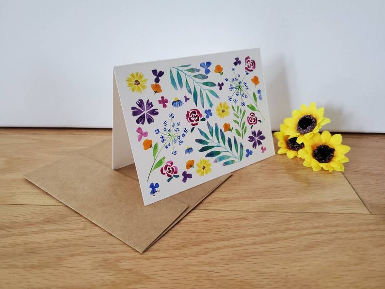 Original Hand Painted Greeting Card Colorful Floral Series 01