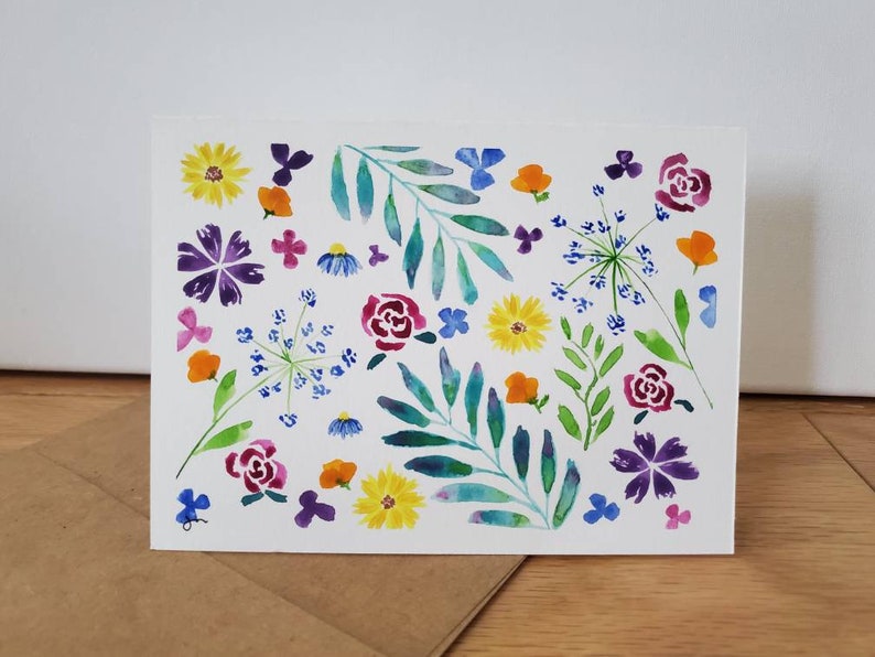Original Hand Painted Greeting Card Colorful Floral Series 01