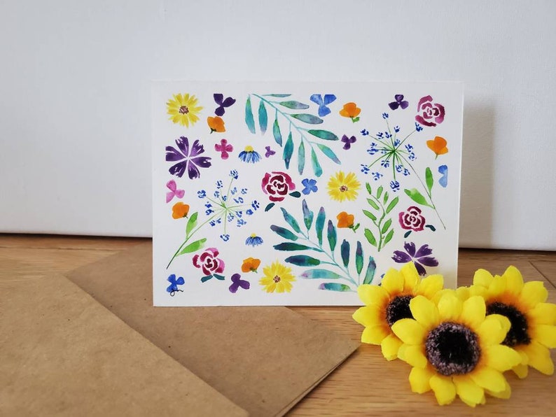 Original Hand Painted Greeting Card Colorful Floral Series 01