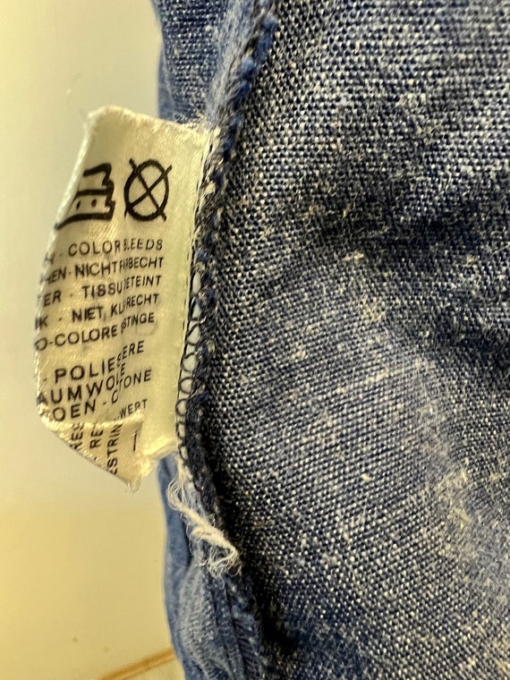 VTG 1970S BIG E MISS LEVIS BLACK/GOLD TAB DENIM CHAMBRAY WESTERN SHIRT 38” 12