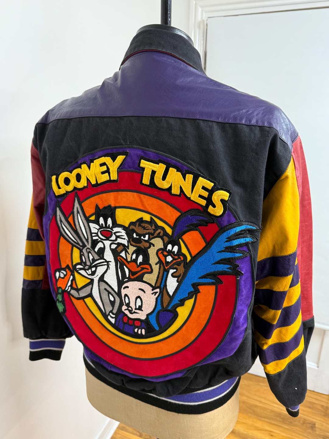 Vintage 1992 Looney Tunes Leather Varsity Jacket - Jeff Hamilton