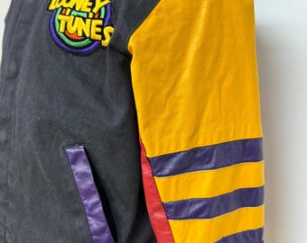 Vintage 1992 Looney Tunes Leather Varsity Jacket - Jeff Hamilton