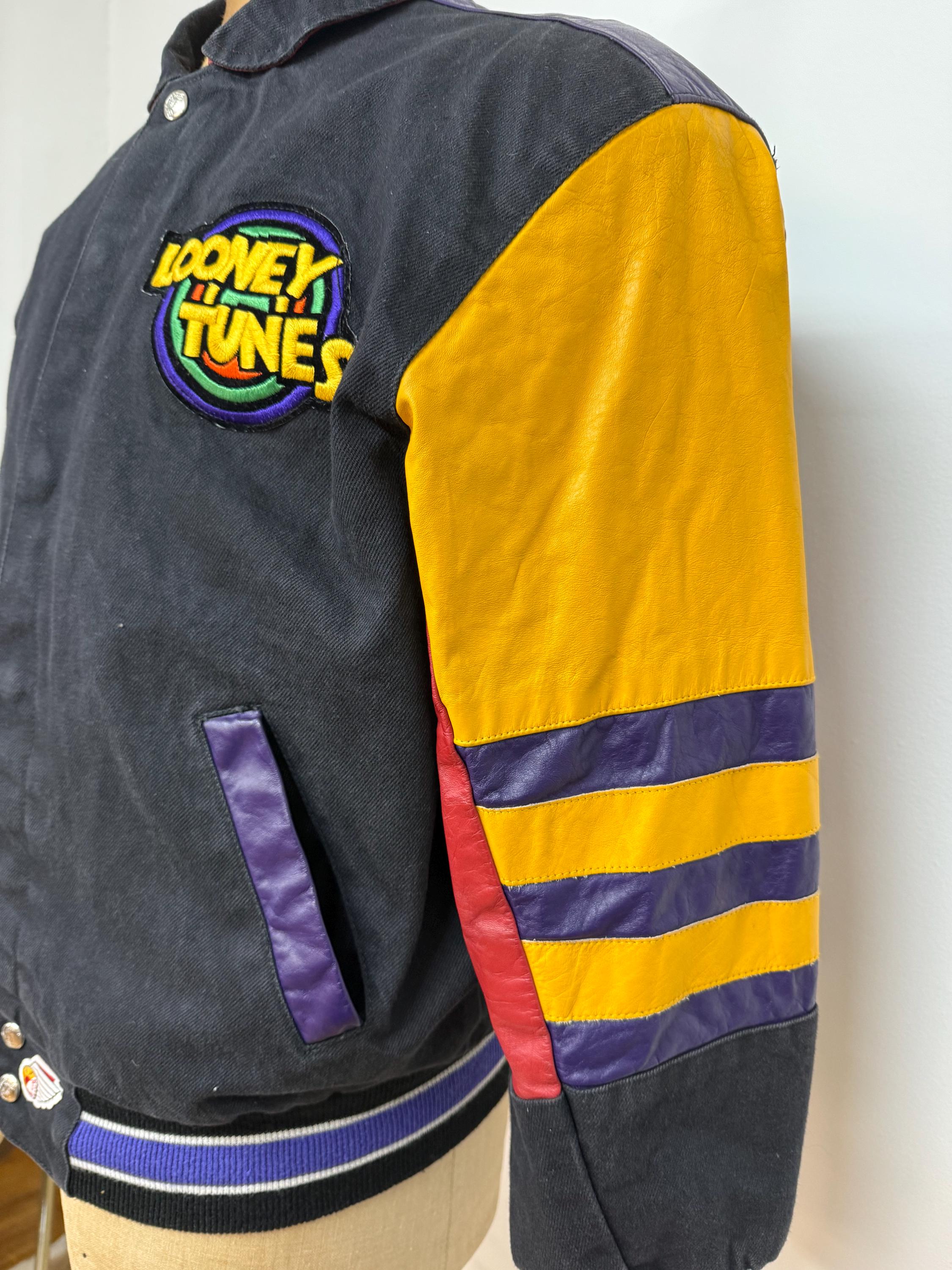 Vintage 1992 Looney Tunes Leather Varsity Jacket - Jeff Hamilton