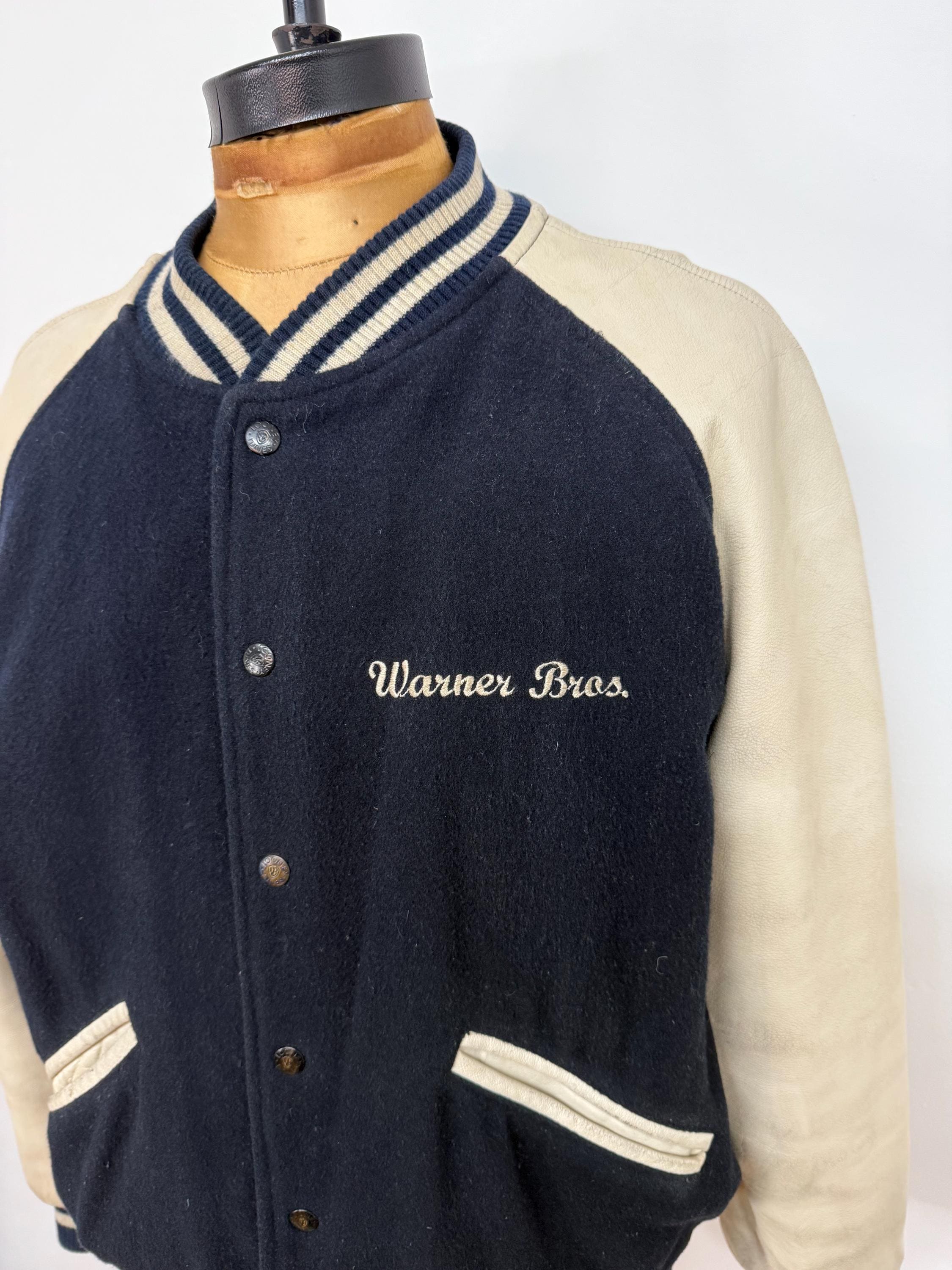 Vintage Looney Tunes Varsity Jacket: Bugs Bunny, Leather Sleeves