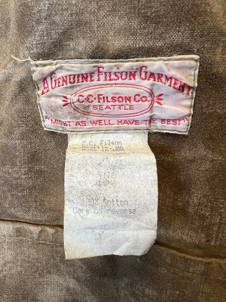 Vintage Filson Tin Cloth, Paraffin Waxed Jacket. Size 42 Workwear