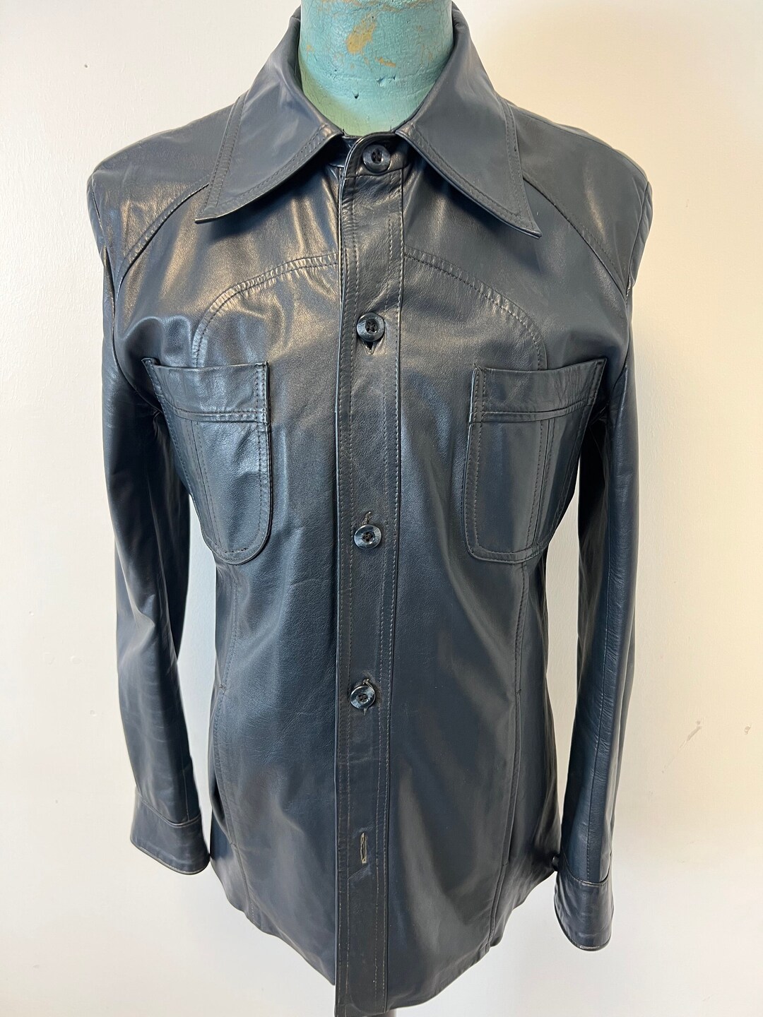 1970s Blue Leather Jacket by Windsor Leatherwear of England UK - Etsy