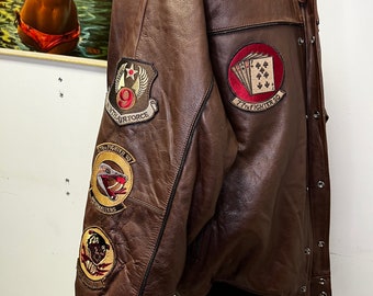 お*豆様 90s avirex A-2 real leather bomber Vintage 90s, Avirex, Brown Leather Jacket, All Aces, No