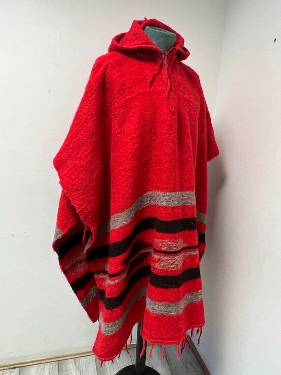 Vintage Unisex, South American Wool,  Hooded Ponc… - image 6