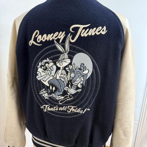 バグズ・バニー ダフィー・ダック ジャケット Vintage Looney Tunes Varsity Jacket: Bugs Bunny, Leather Sleeves