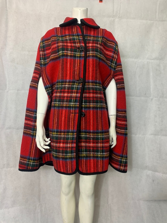 1960s Tartan/Plaid Wool Reversible Cape, Poncho.