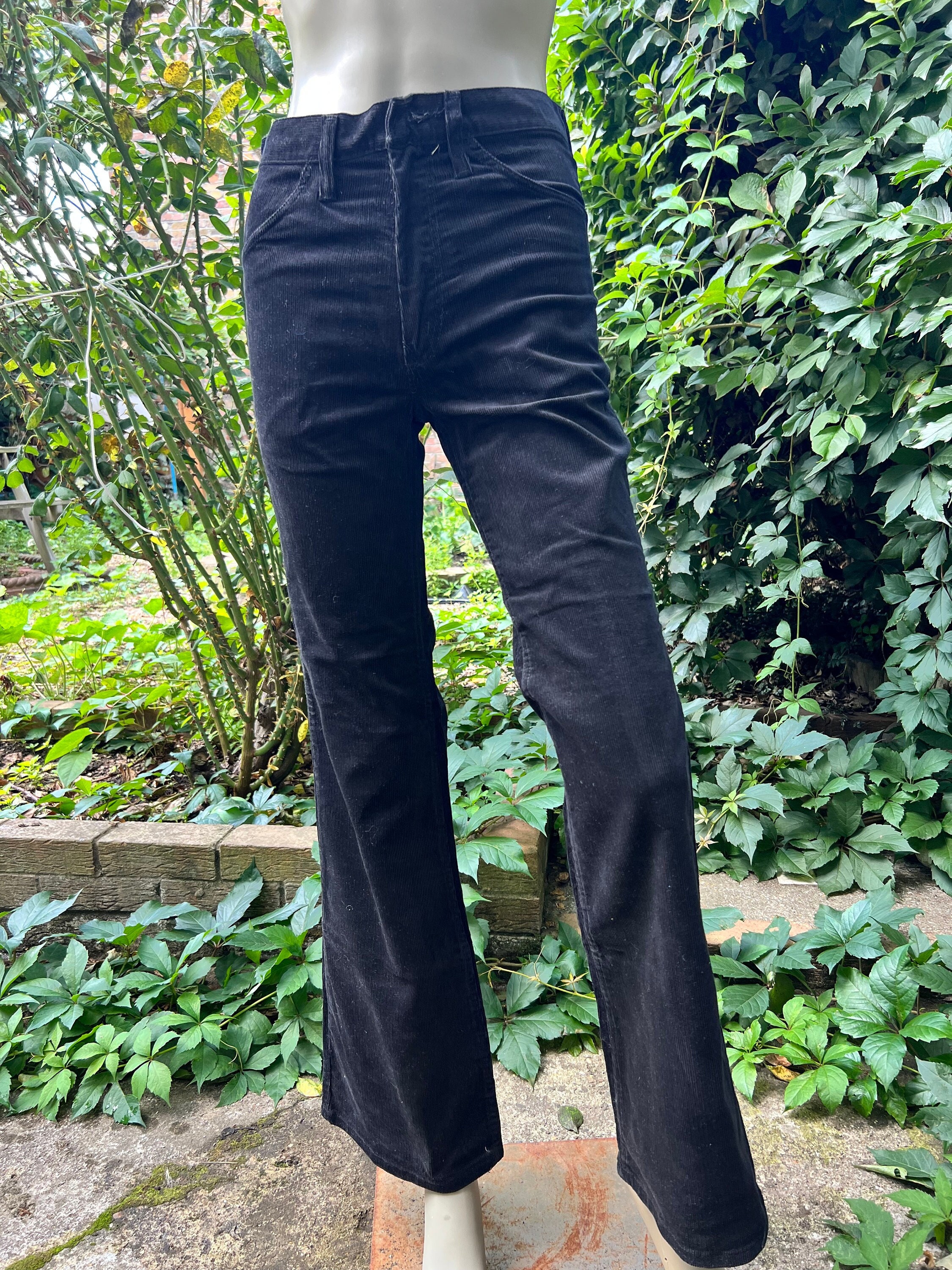 Rare Funky 1970s Black Corduroy Flares Jeans by Wrangler. Made in the ...