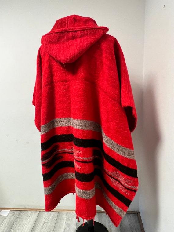 Vintage Unisex, South American Wool,  Hooded Ponc… - image 4