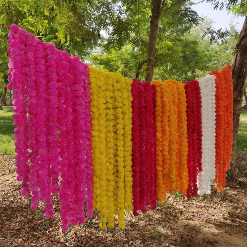 Artificial Marigold Flower Garlands Wedding Indian Event Etsy
