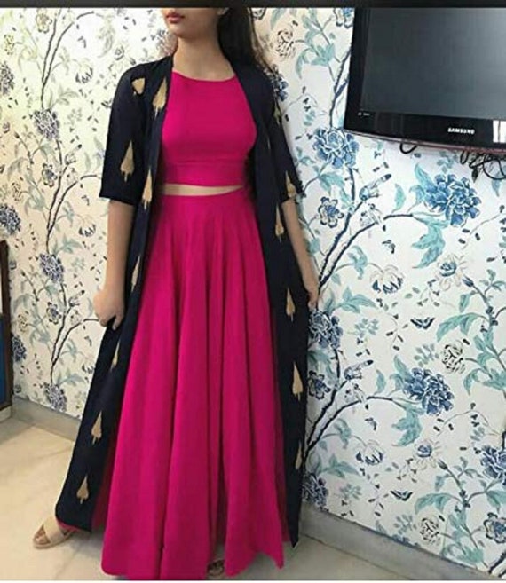 long skirt with crop top party wear