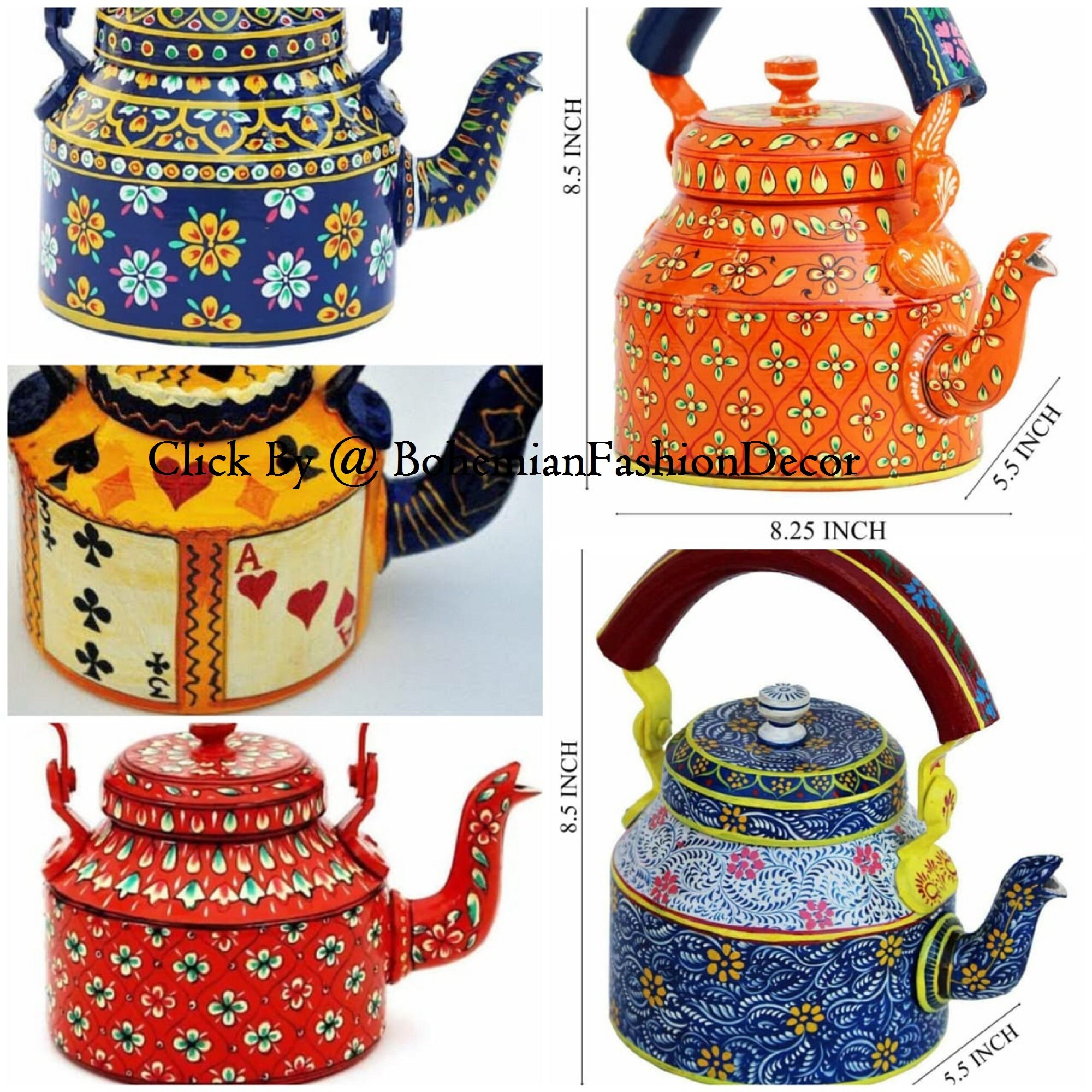 Multi Color Kettle Farmhouse Tea Kettle Kettle With Glass Etsy