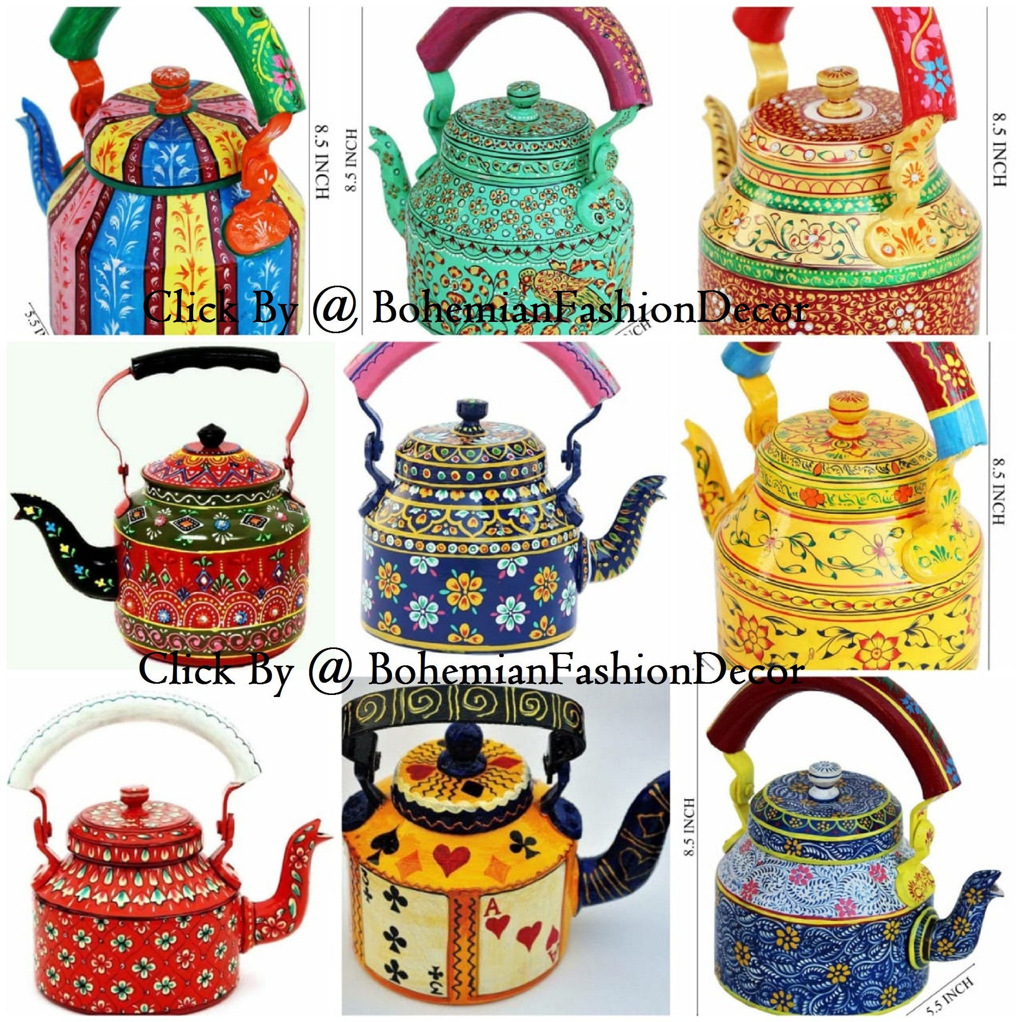 Aluminum Decorative Tea Kettle Multi Color Farmhouse Tea Etsy