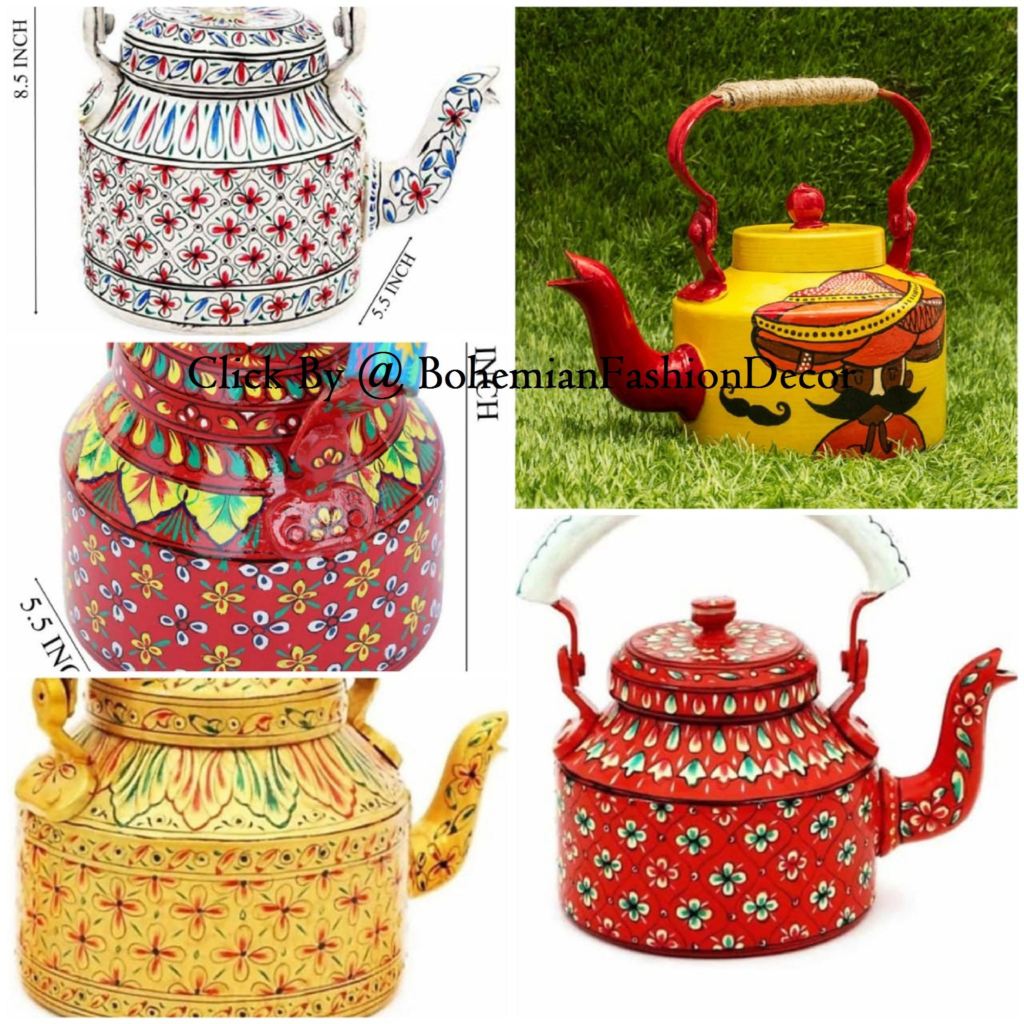 Multi Color Kettle Farmhouse Tea Kettle Kettle With Glass Etsy