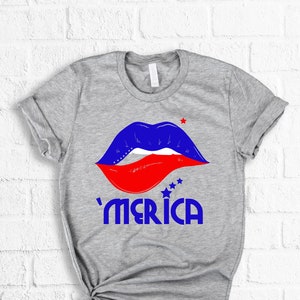 America Shirt, American Woman Shirt, Lips For Women, Kiss For Women T-Shirt, Kiss Shirt, Lipstick Tee, Gift For Her, Lips Shirt